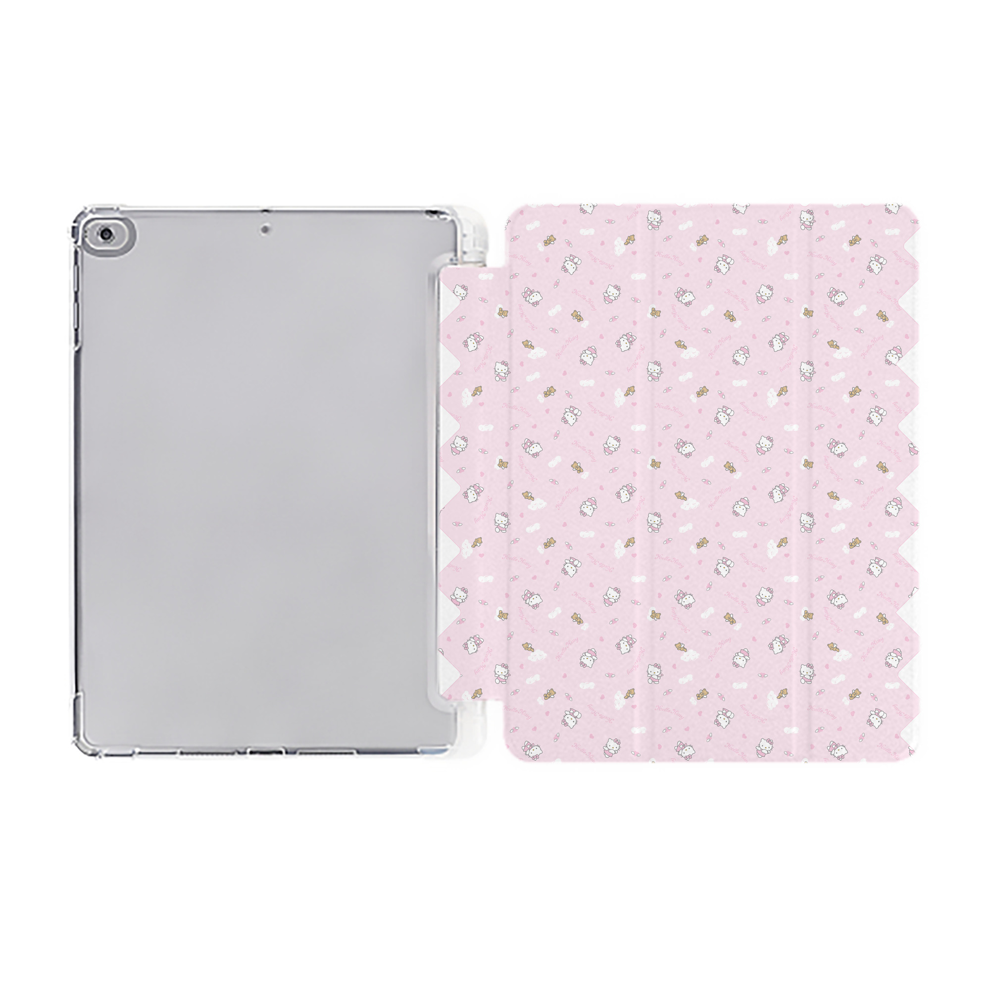 （画像用） Hello Kitty ハローキティ IPad ケース ペン収納付き 三つ折りスタンド PUレザー×シリコン 対応機種9.5/10.5/10.9インチ